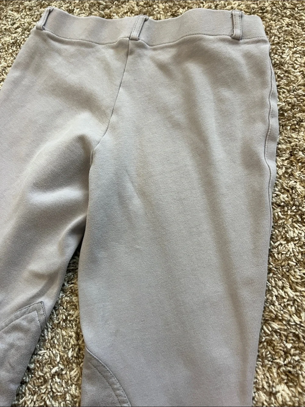 Girls Tuff Rider Light Gray High-Rise Equestrian Riding Knit Pants